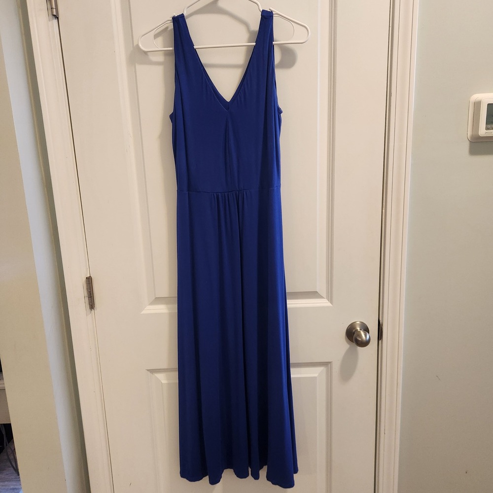 Boden Blue V-Neck Sleeveless Jersey Maxi Dress US 6R UK 10R J0440